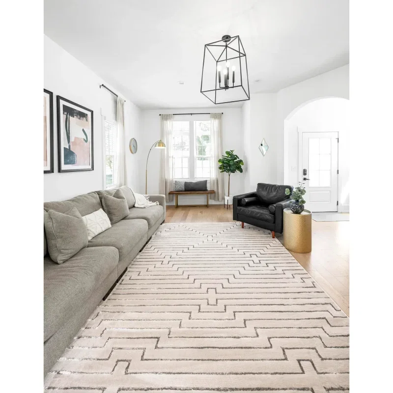 Tapete Anna de Lineas Blanco y Plata