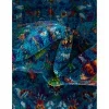 califa floral en azul marino