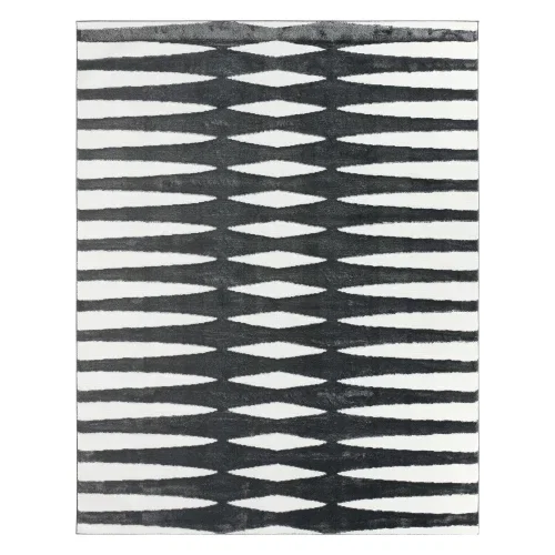 Tapete Cáliz Diamantes Rayados en Negro y Blanco
