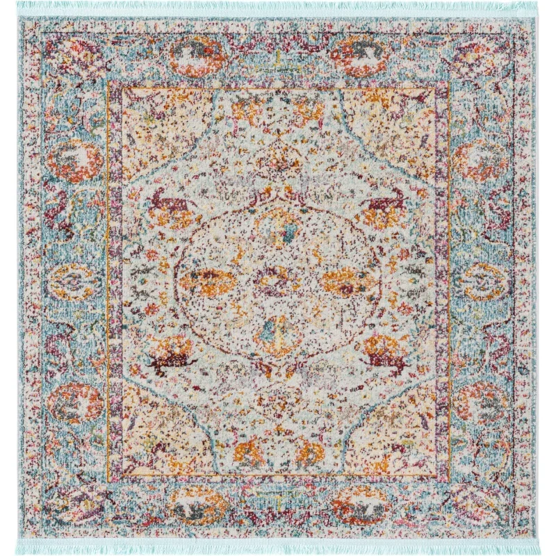 caribe floral en azul claro