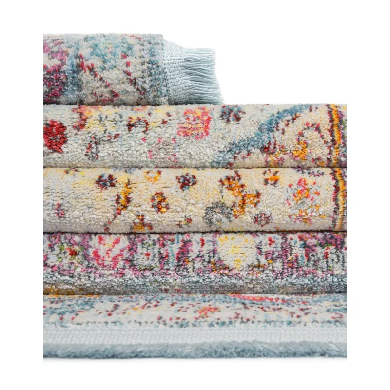 Tapete Caribe Floral en Azul Claro