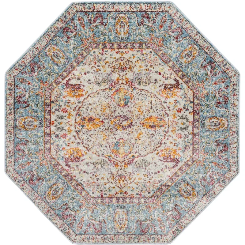 caribe floral en azul claro