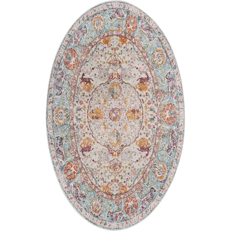 Tapete Caribe Floral en Azul Claro
