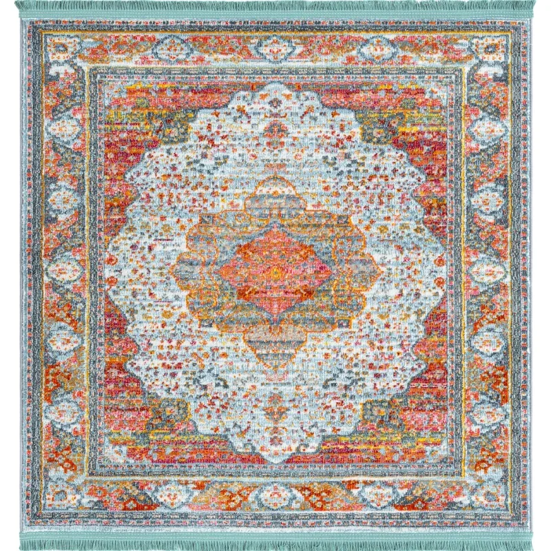 caribe medallon oriental en azul claro