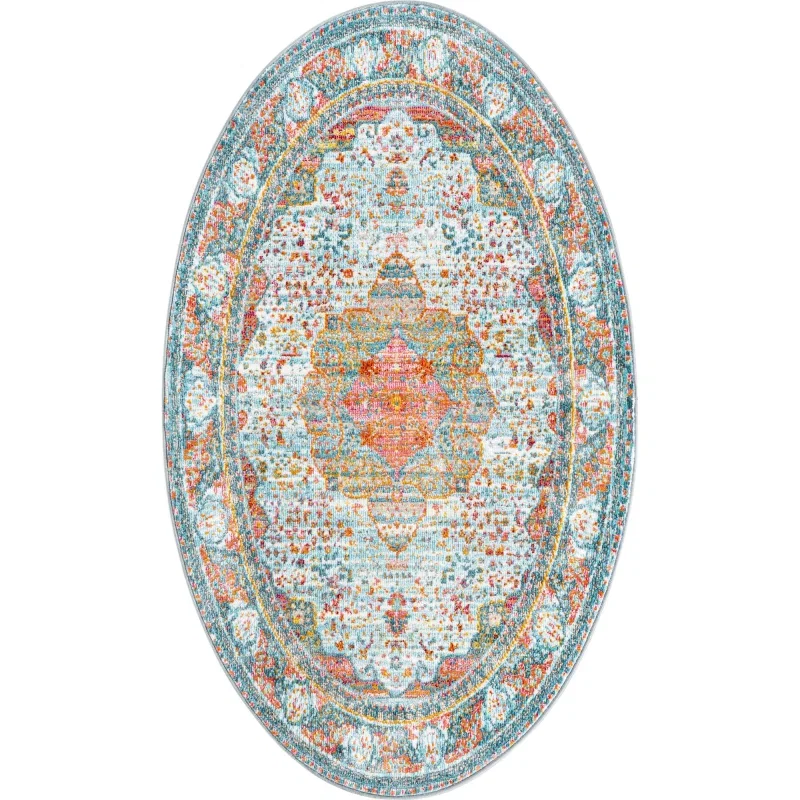 caribe medallon oriental en azul claro