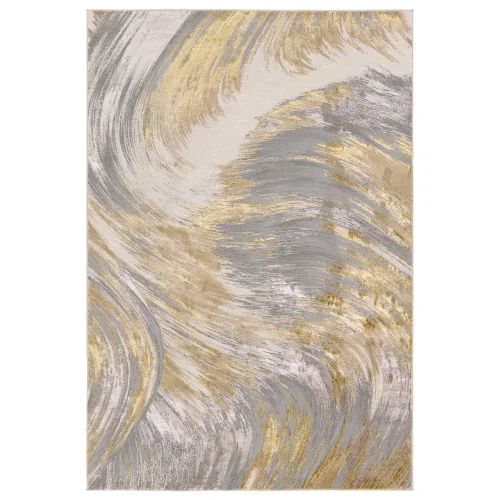 Tapete Catálisis Abstracto Orgánico en Dorado y Gris
