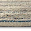 Tapete Cumbre Rayado Bohemio en Blanco y Azul