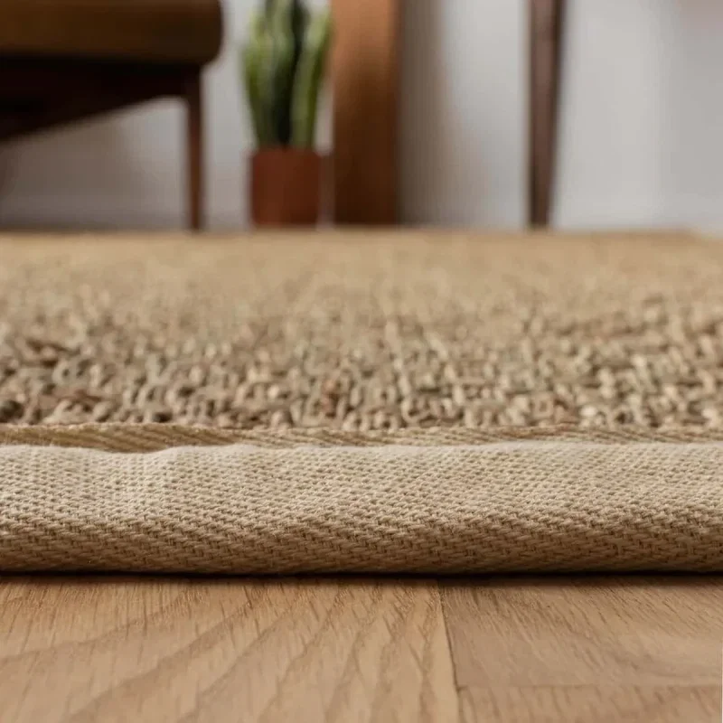 Tapete de Fibra Natural con Orilla Marfil