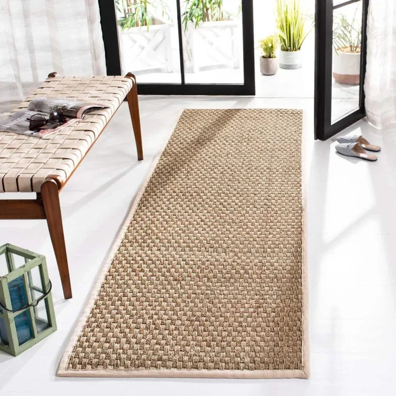 Tapete de Fibra Natural con Orilla Marfil