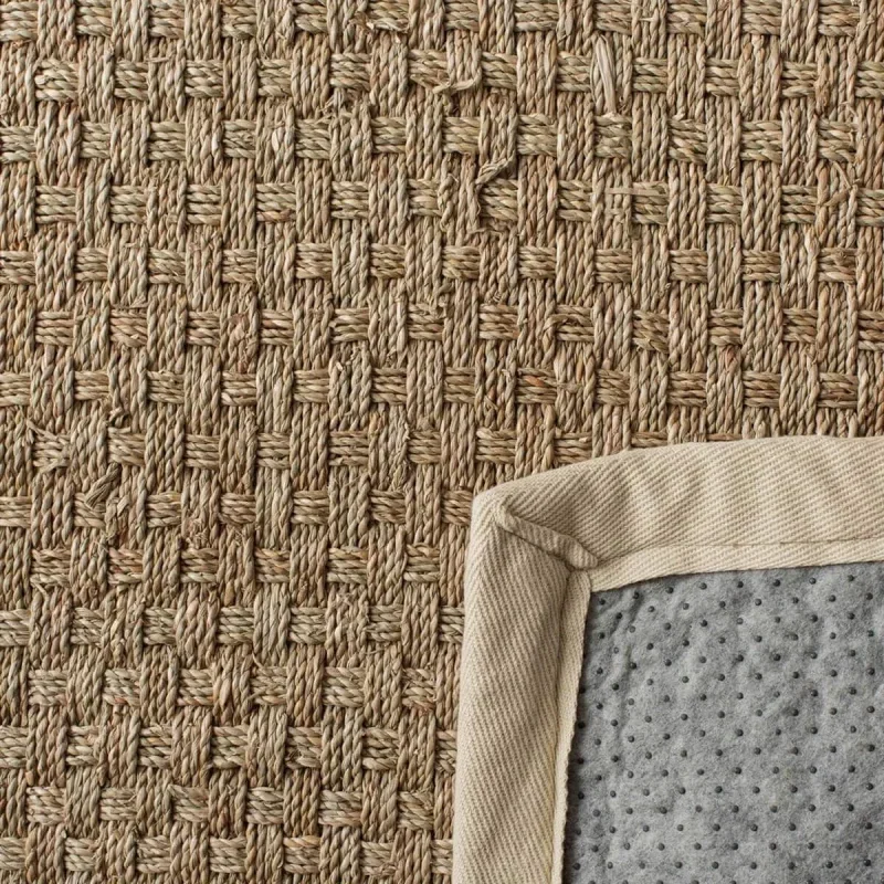 Tapete de Fibra Natural con Orilla Marfil