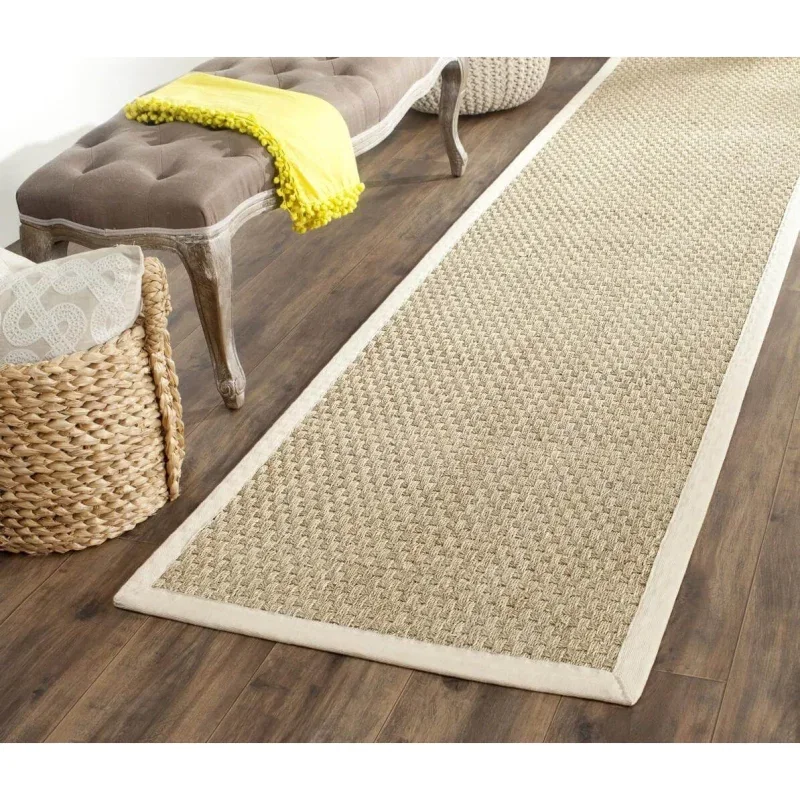 Tapete de Fibra Natural con Orilla Marfil