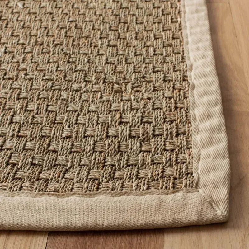 Tapete de Fibra Natural con Orilla Marfil
