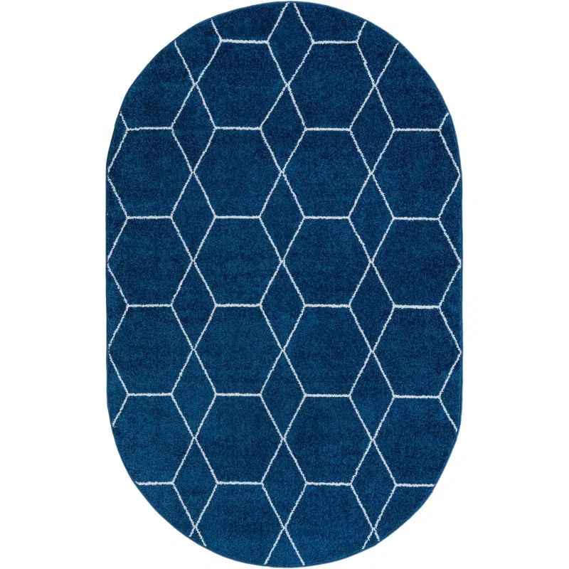 Tapete Enrejado Geométrico en Azul