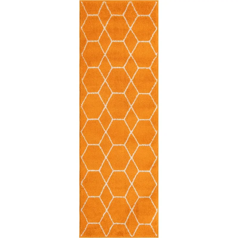 Tapete Enrejado Geométrico en Naranja