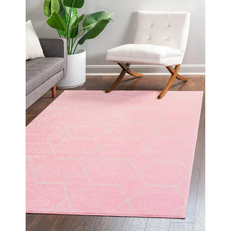 Tapete Enrejado Geométrico en Rosa Claro