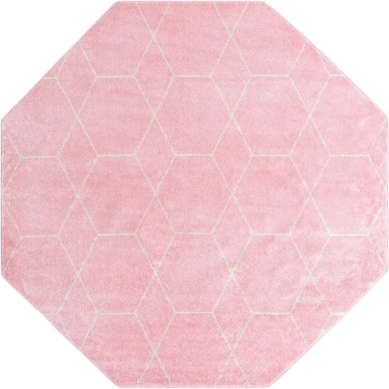Tapete Enrejado Geométrico en Rosa Claro