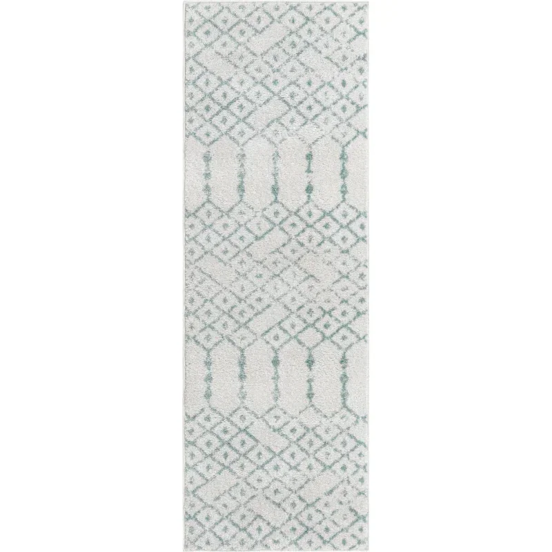enrejado pacifica geometrico en marfil y aqua
