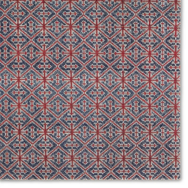Tapete Estrella Polar Enrejado Turco en Rojo y Azul
