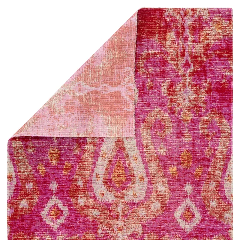 Tapete Estrella Polar Ikat Vibrante en Rosa y Naranja