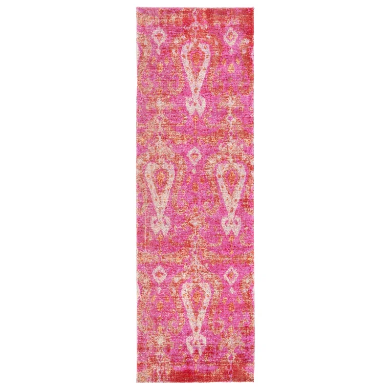 Tapete Estrella Polar Ikat Vibrante en Rosa y Naranja