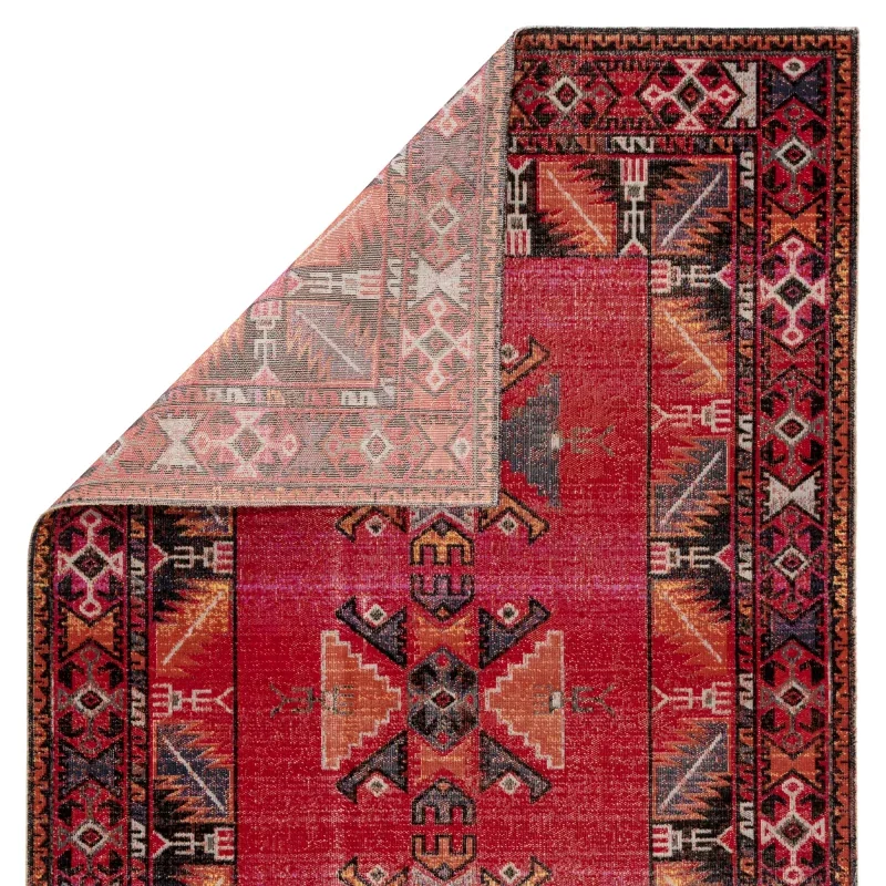 Tapete Estrella Polar Medallón Tribal en Rojo y Negro