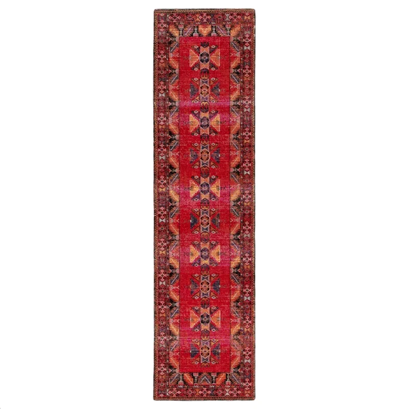 Tapete Estrella Polar Medallón Tribal en Rojo y Negro