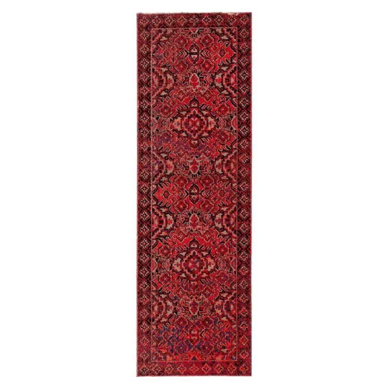 Tapete Estrella Polar Medallón Turco en Rojo y Negro