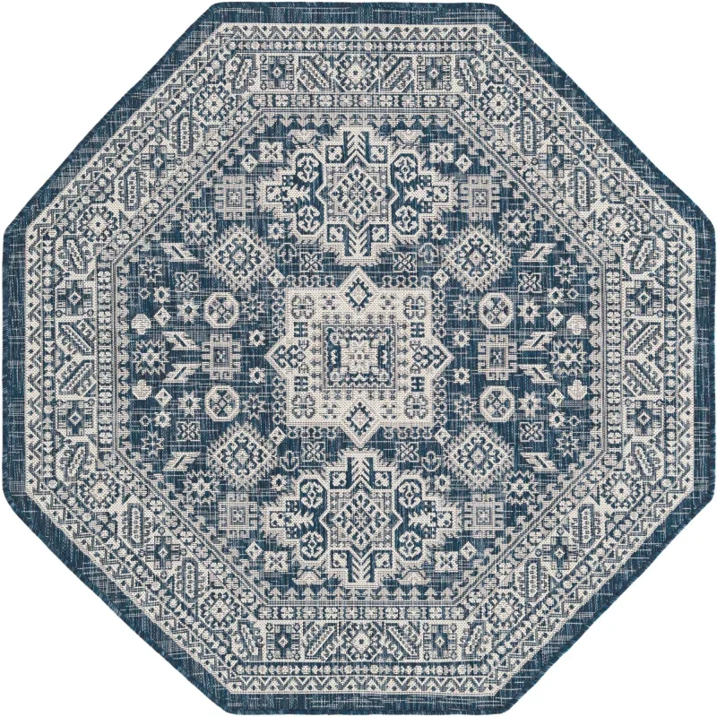 exterior azteca geometrico en azul