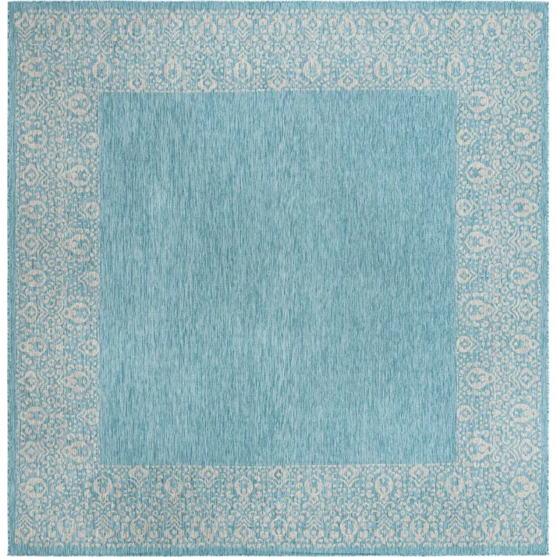 exterior bordes geometrico en aqua