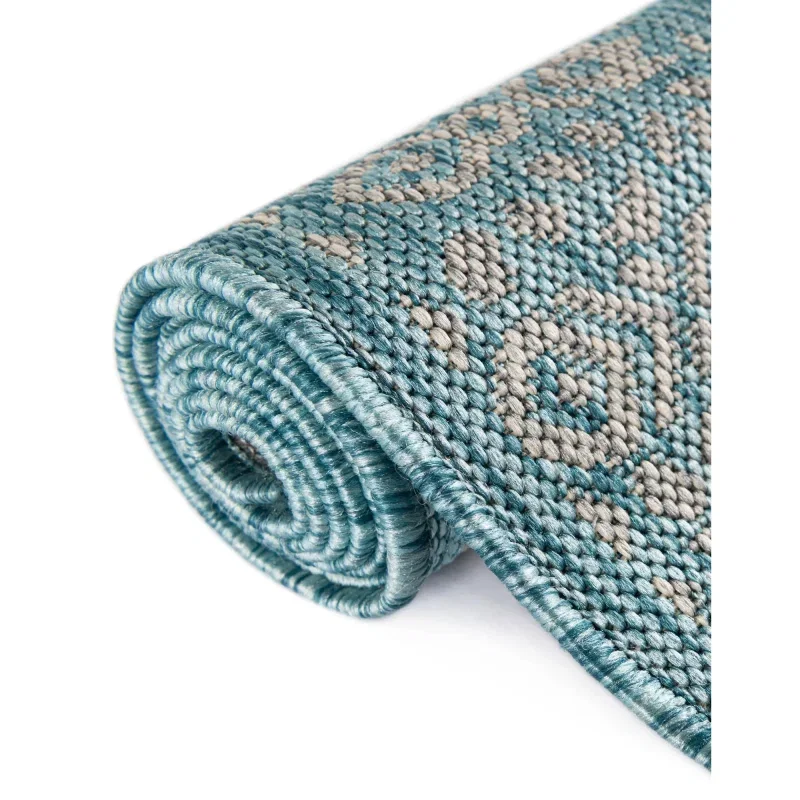 exterior bordes geometrico en aqua