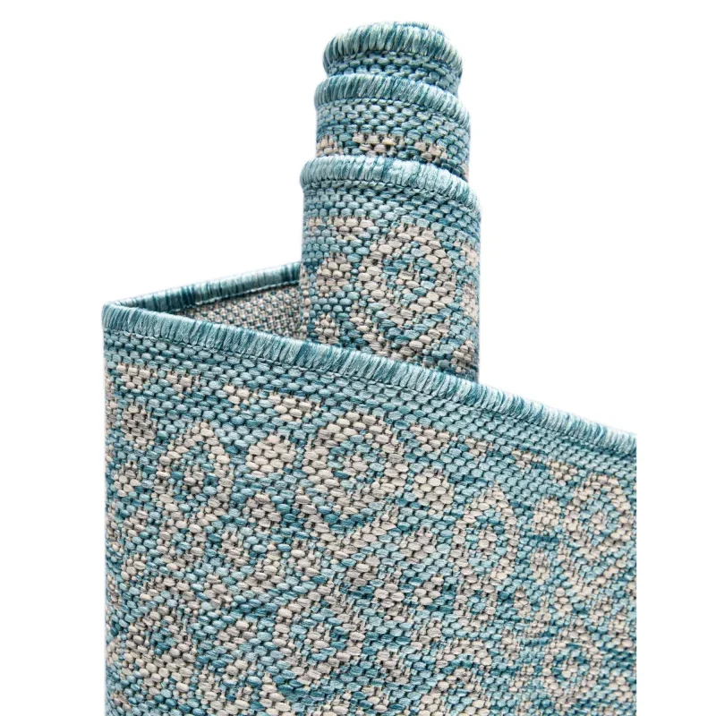 exterior bordes geometrico en aqua