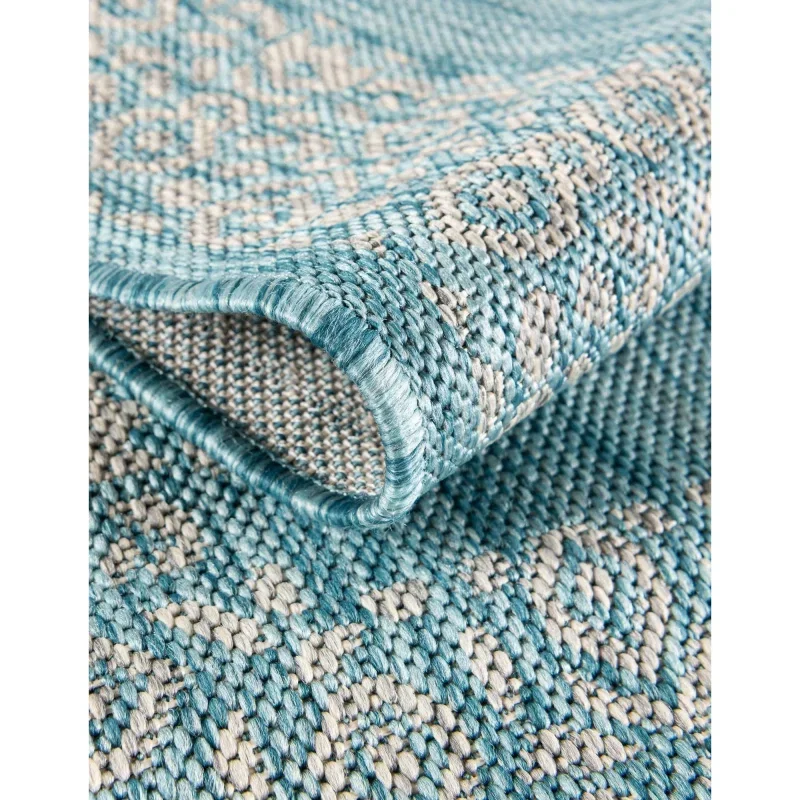 exterior bordes geometrico en aqua