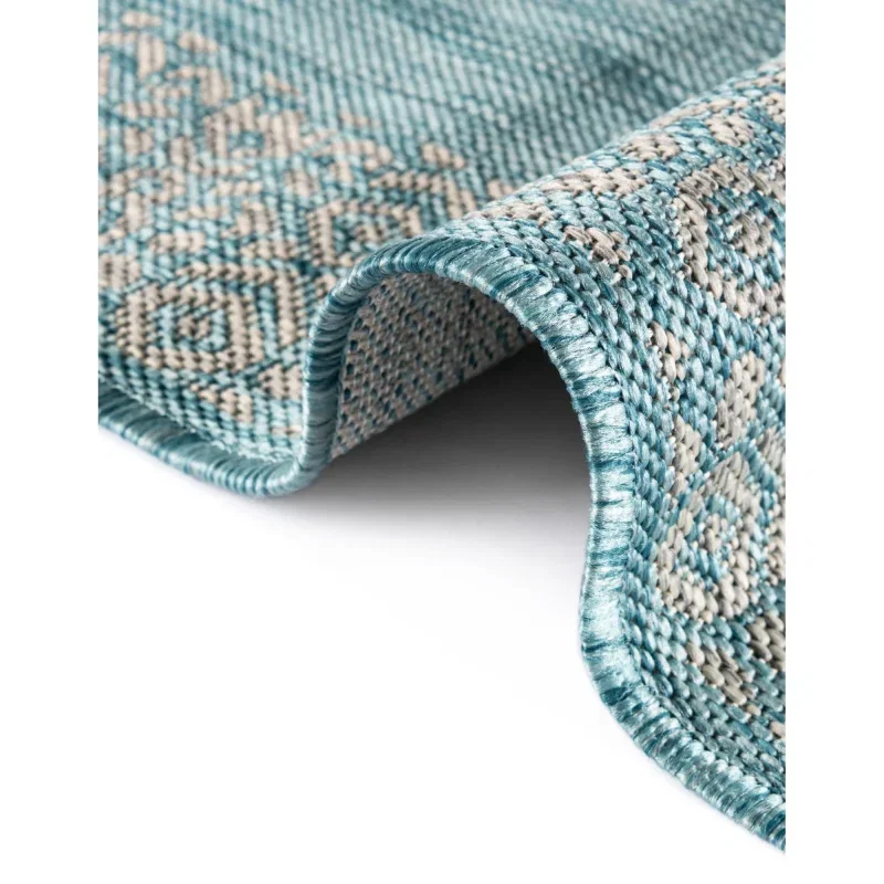 exterior bordes geometrico en aqua