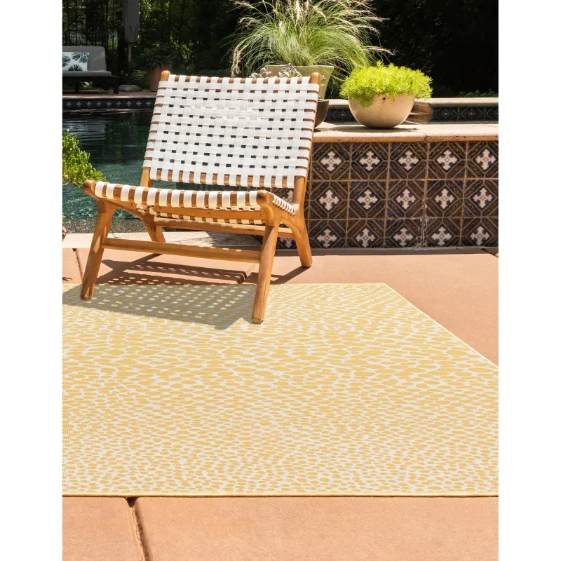 exterior hamptons animal print en amarillo y marfil