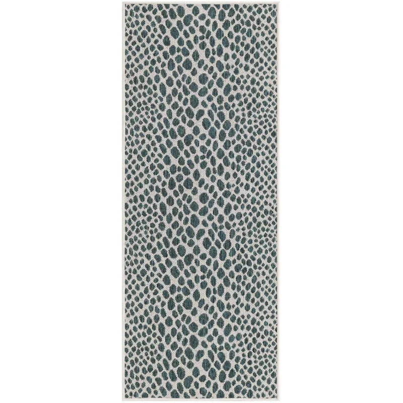 exterior hamptons animal print en verde azulado