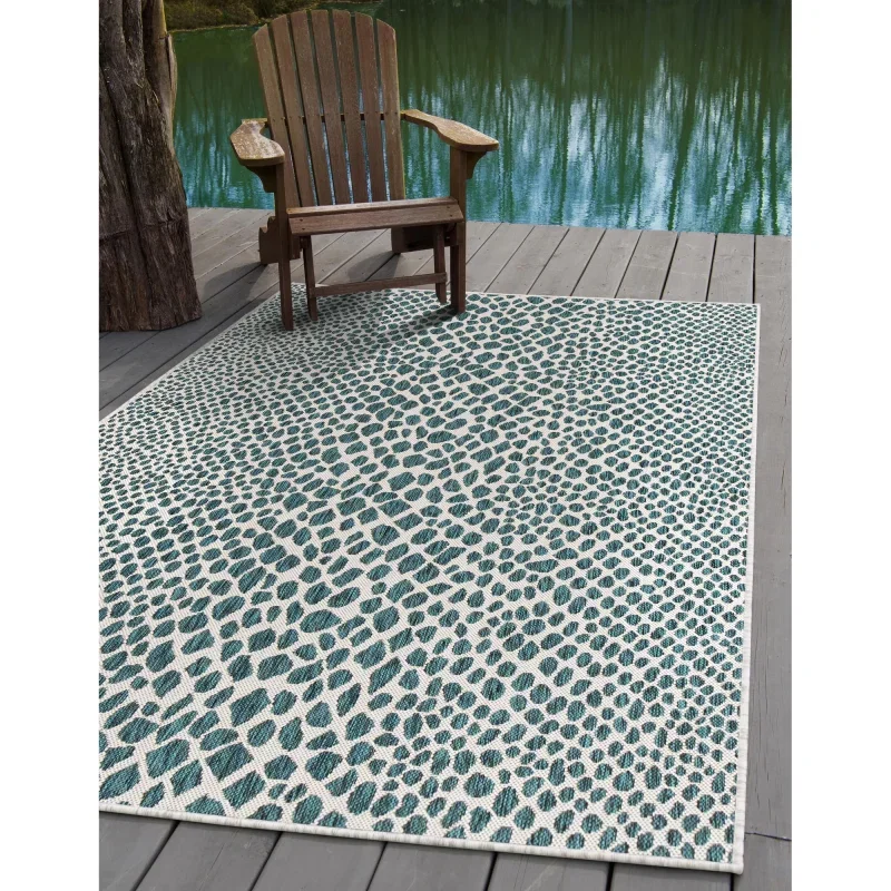 exterior hamptons animal print en verde azulado