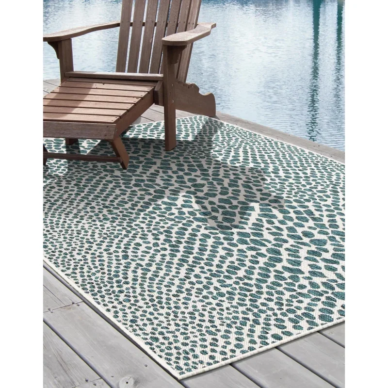 exterior hamptons animal print en verde azulado