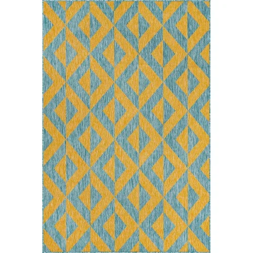 exterior hamptons chevron entrecruzado en amarillo y aqua