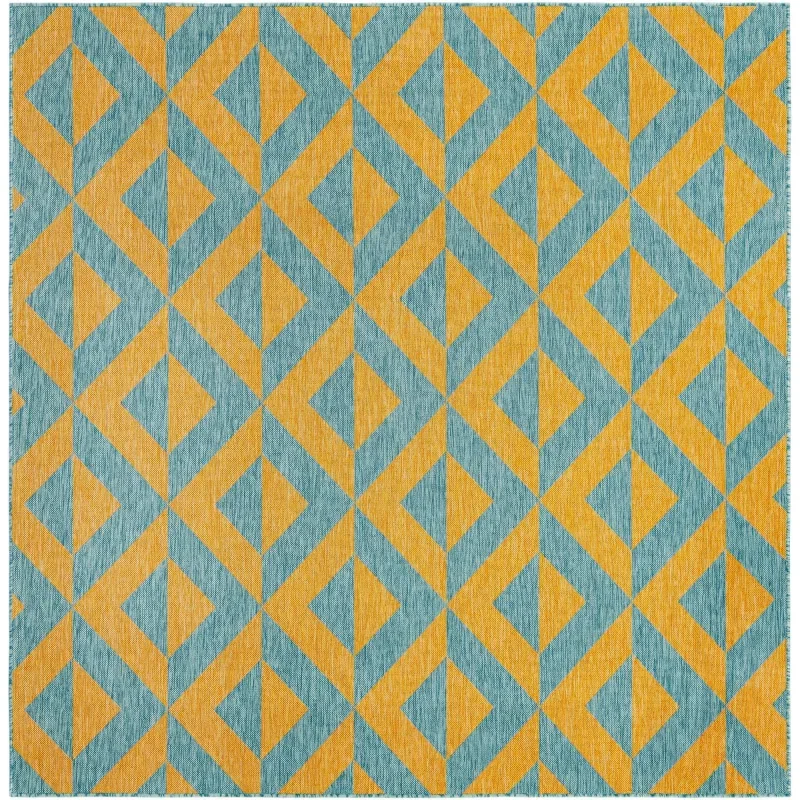 exterior hamptons chevron entrecruzado en amarillo y aqua