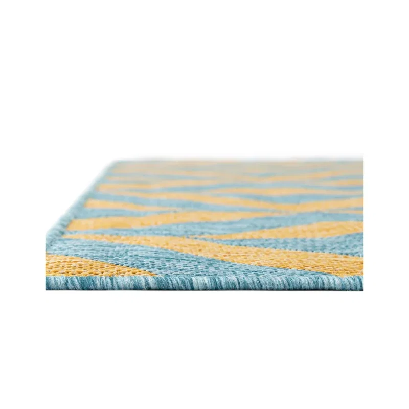 exterior hamptons chevron entrecruzado en amarillo y aqua