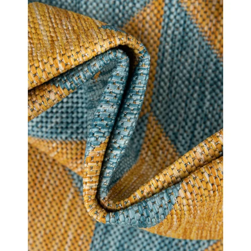 exterior hamptons chevron entrecruzado en amarillo y aqua