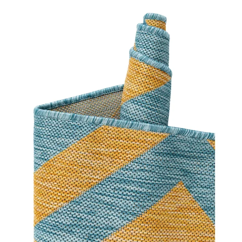 exterior hamptons chevron entrecruzado en amarillo y aqua