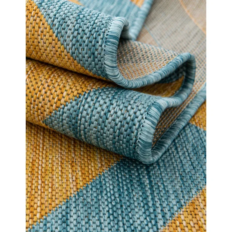 exterior hamptons chevron entrecruzado en amarillo y aqua