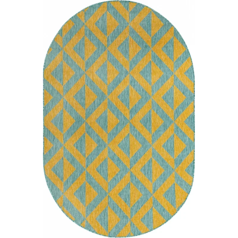 exterior hamptons chevron entrecruzado en amarillo y aqua