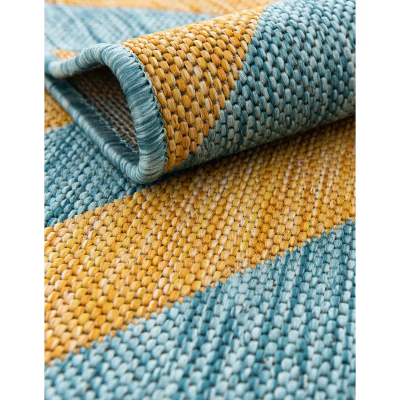 exterior hamptons chevron entrecruzado en amarillo y aqua