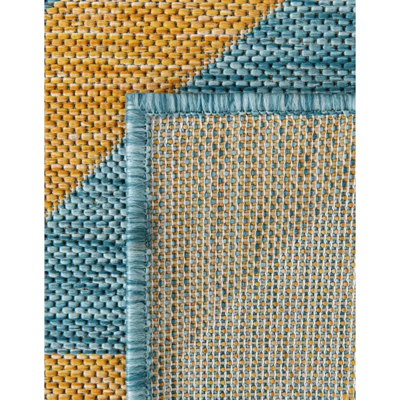 exterior hamptons chevron entrecruzado en amarillo y aqua