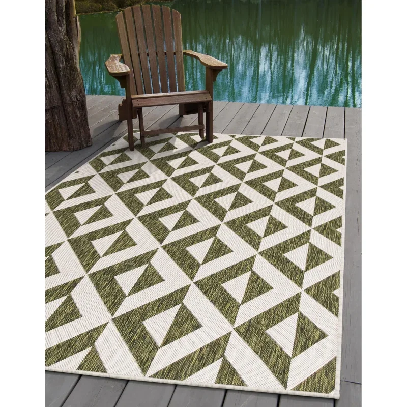 exterior hamptons chevrones geometricos en verde