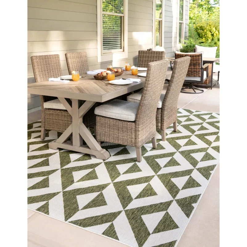 exterior hamptons chevrones geometricos en verde