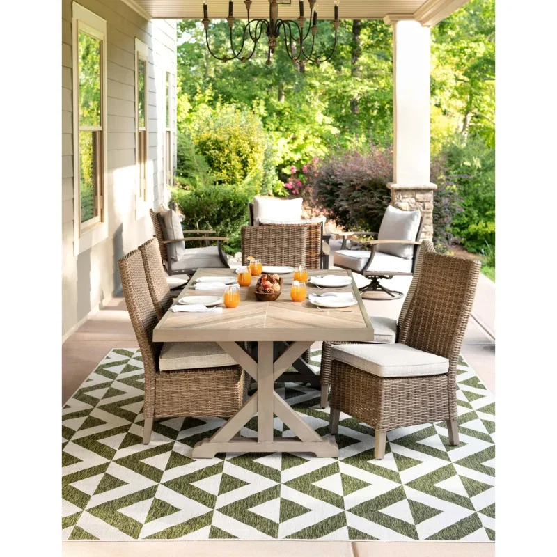 exterior hamptons chevrones geometricos en verde