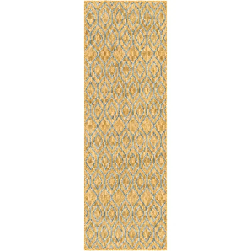 exterior hamptons diamante ikat en amarillo y aqua